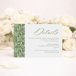 Elegant Sage Green Botanical Wedding Details Informatiekaartje