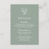 Elegant Sage Green Botanical Wedding Details Informatiekaartje (Voorkant)