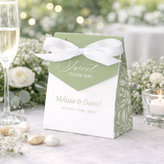 Elegant Sage Green Botanical Wedding  Favor Boxes Bedankdoosjes