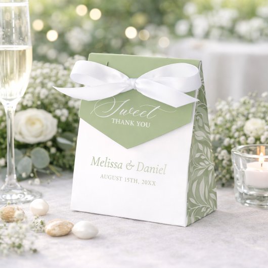 Elegant Sage Green Botanical Wedding  Favor Boxes Bedankdoosjes