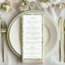 Elegant Sage Green Botanical Wedding  Menu