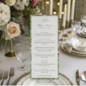Elegant Sage Green Botanical Wedding  Menu