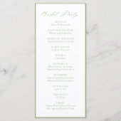 Elegant Sage Green Botanical Wedding  Programmakaart (Achterkant)
