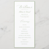 Elegant Sage Green Botanical Wedding  Programmakaart (Voorkant)
