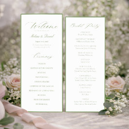Elegant Sage Green Botanical Wedding  Programmakaart