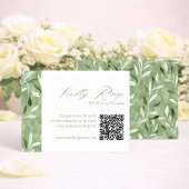 Elegant Sage Green Botanical Wedding Qr Code RSVP Kaartje