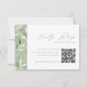 Elegant Sage Green Botanical Wedding Qr Code RSVP Kaartje (Voorkant)
