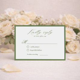 Elegant Sage Green Botanical Wedding RSVP Card Kaartje