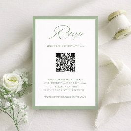 Elegant Sage Green Botanical Wedding RSVP Card Kaartje