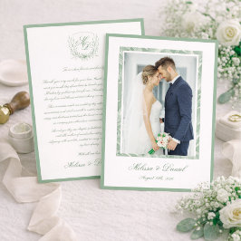 Elegant Sage Green Botanical Wedding Thank You  Bedankkaart