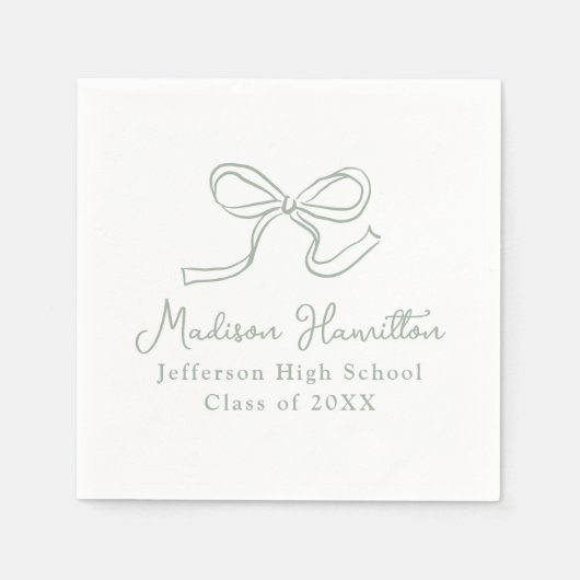 Elegant Sage Green  Bow Afstuderen Servet (Voorkant)