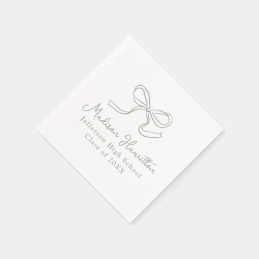 Elegant Sage Green Bow Afstuderen Servet (Hoek)