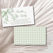 Elegant Sage Green Bow Baby shower Boeken voor Bab Informatiekaartje