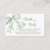 Elegant Sage Green Bow Baby shower Boeken voor Bab Informatiekaartje (Voorkant)