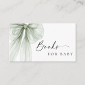 Elegant Sage Green Bow Baby Shower Books for Baby Informatiekaartje (Voorkant)