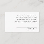 Elegant Sage Green Bow Baby Shower Diaper Raffle Informatiekaartje (Achterkant)