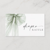 Elegant Sage Green Bow Baby Shower Diaper Raffle Informatiekaartje (Voorkant)
