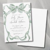 Elegant Sage Green Bow Baby shower Kaart