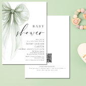 Elegant Sage Green Bow Baby shower Kaart