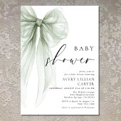 Elegant Sage Green Bow Baby shower Kaart