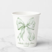 Elegant Sage Green Bow Baby shower Papieren Bekers (Achterkant)