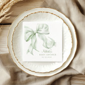 Elegant Sage Green Bow Baby shower Servet