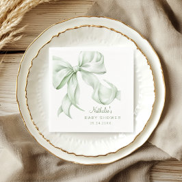 Elegant Sage Green Bow Baby shower Servet