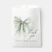 Elegant Sage Green Bow Baby Shower Thank You Bedankzakje (Voorkant)