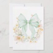 Elegant Sage Green Bow Floral First Birthday Kaart (Achterkant)