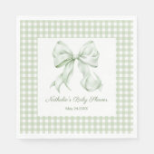 Elegant Sage Green Bow Gingham Baby shower Servet (Voorkant)