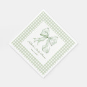 Elegant Sage Green Bow Gingham Baby shower Servet (Hoek)