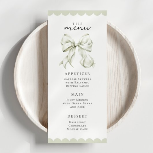 Elegant Sage Green Bow Menu