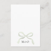 Elegant Sage Green Bow Monogram Wedding Details Informatiekaartje (Achterkant)