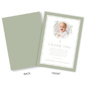 Elegant Sage Green Bow Religious Baptism Photo Bedankkaart
