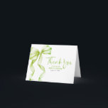 Elegant Sage Green Bow Vrijgezellenfeest Bedankt<br><div class="desc">Zeg "dank u" met flair met behulp van deze leuke en fantastische Ze is het binden van de Knoop salie groene boog dank je kaart! Met een waterverf groen lint en een stijlvol script is deze kaart de perfecte mix van lief en verfijnd - net als de bruid-to-be. Of je...</div>