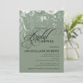 Elegant Sage Green Bridal Shower Invitation Kaart (Staand voorkant)