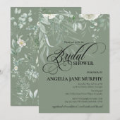 Elegant Sage Green Bridal Shower Invitation Kaart (Voorkant / Achterkant)