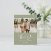 Elegant sage green bruiloft foto Hartelijk dank Bedankkaart (Staand voorkant)