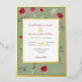 Elegant Sage Green Burgundy Rozen Gold Foil Invita Folie Uitnodiging (Voorkant)
