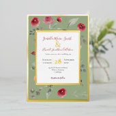 Elegant Sage Green Burgundy Rozen Gold Foil Invita Folie Uitnodiging (Staand Voorkant)