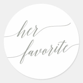 Elegant Sage Green Calligrafie haar favoriete plez Ronde Sticker