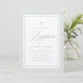 Elegant Sage Green Calligraphy Baptism Kaart (Staand voorkant)