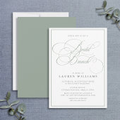 Elegant Sage Green Calligraphy Bridal Brunch Kaart