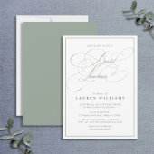 Elegant Sage Green Calligraphy Bridal Luncheon Kaart