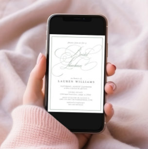 Elegant Sage Green Calligraphy Bridal Luncheon Kaart
