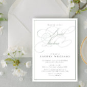 Elegant Sage Green Calligraphy Bridal Luncheon Kaart