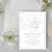 Elegant Sage Green Calligraphy Brunch & Bubble Kaart