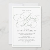 Elegant Sage Green Calligraphy Brunch met Bride Kaart (Voorkant)