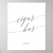 Elegant Sage Green Calligraphy Cigar Bar Sign Poster (Voorkant)