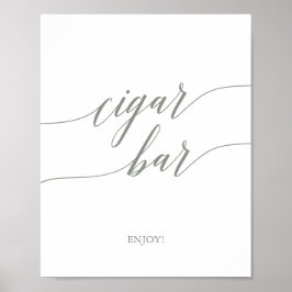 Elegant Sage Green Calligraphy Cigar Bar Sign Poster